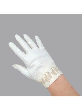 Vintage 60s Cream Gloves Leather 7 Lionel Le Grand Wrist France